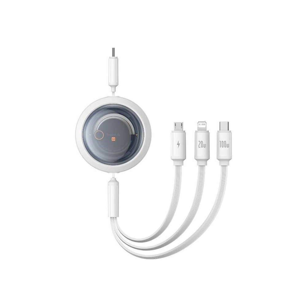 Hurtownia GSM - Kabel Baseus Free2Draw 3w1 USB-C / USB-C, Lightning, MicroUSB 100W 1.1m bílý - BSU4919 - {ean13} - Hurt