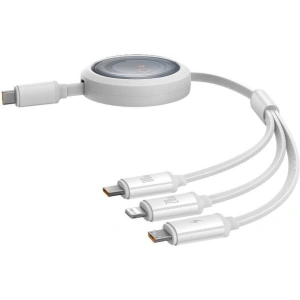 Hurtownia GSM - Cablul Baseus Free2Draw 3w1 USB-C / USB-C, Lightning, MicroUSB 100W 1.1m alb - BSU4919 - {ean13} - Hurt