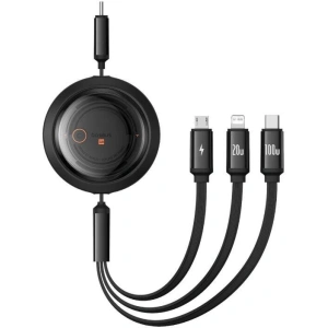 Hurtownia GSM - Kábel Baseus Free2Draw 3w1 USB-C / USB-C, Lightning, MicroUSB 100W 1.1m fekete - BSU4920 - {ean13} - Hurt