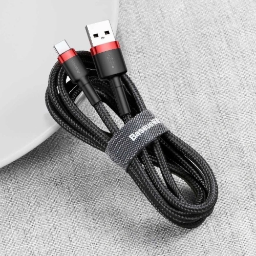 Kabel USB-C Baseus Cafule 2A 3m (czerwono-czarny)
