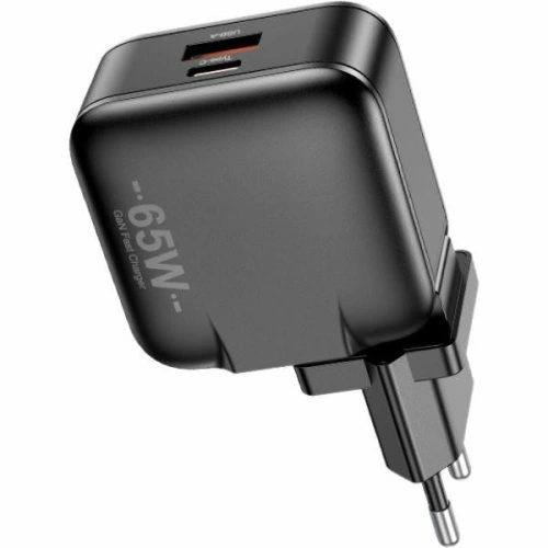 Ładowarka sieciowa AWEI PD55-EU GaN 65W USB-A, USB-C czarna/black - Sieciowe - Awei
