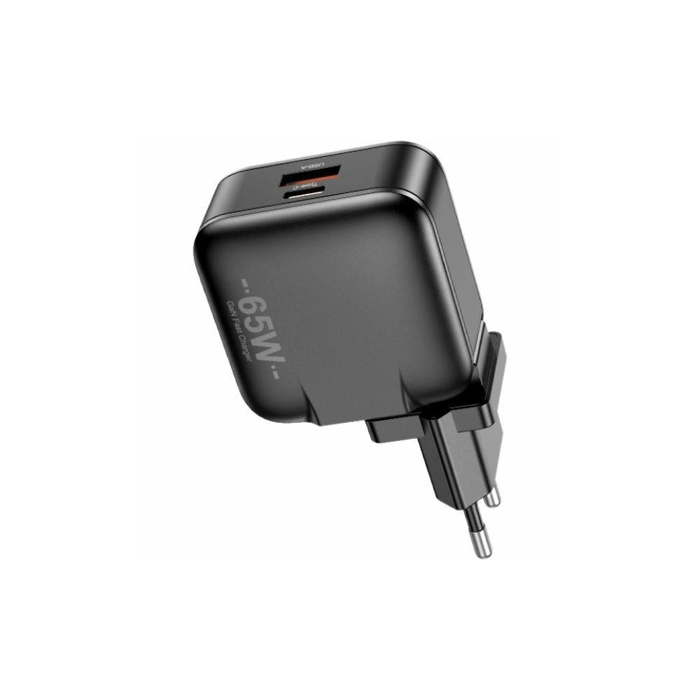 Hurtownia GSM - AWEI PD55-EU GaN 65W hálózati töltő USB-A, USB-C fekete - AWEI214 - {ean13} - Hurt