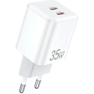 Hurtownia GSM - Încărcător de rețea AWEI PD65-EU GaN 35W 2xUSB-C alb/white - AWEI215 - {ean13} - Hurt