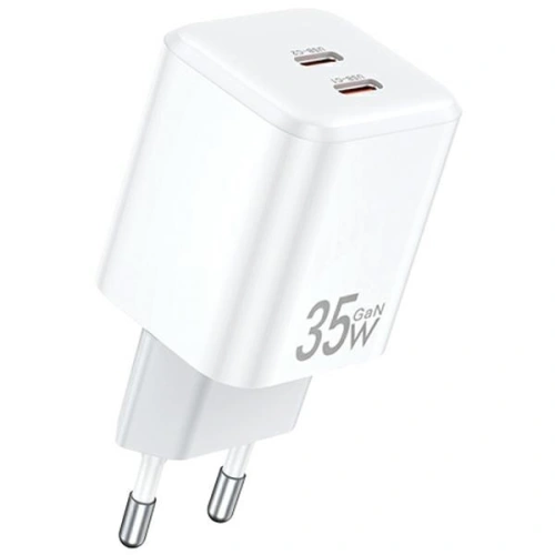 Ładowarka sieciowa AWEI PD65-EU GaN 35W 2xUSB-C biała/white - Sieciowe - Awei