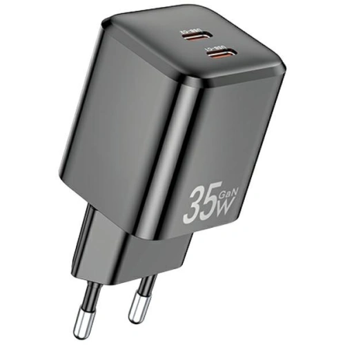 Ładowarka sieciowa AWEI PD65-EU GaN 35W 2xUSB-C czarna/black - Sieciowe - Awei