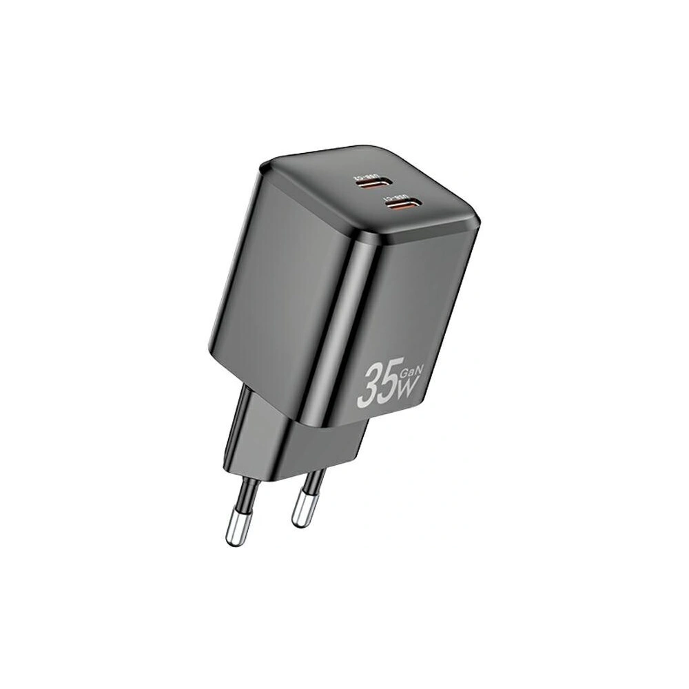 Wholesale AWEI PD65-EU GaN 35W 2xUSB-C wall charger black - AWEI216 - {ean13} - Hurt