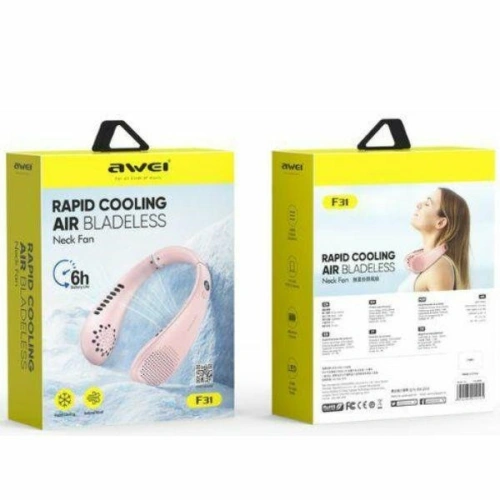 Wiatrak na szyję AWEI F31 1200mAh biały/white - Wentylatory, ogrzewacze, klimatyzatory - Awei