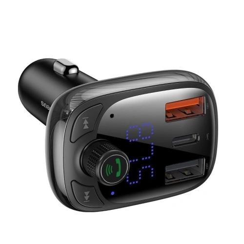 Transmiter FM Baseus T typed Bluetooth 5.0, 2xUSB, USB-C,  PD, QC 3.0, microSD