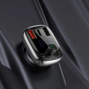 Hurtownia GSM - Transmiter FM Baseus T typed Bluetooth 5.0, 2xUSB, USB-C, PD, QC 3.0, microSD - BSU801 - {ean13} - Hurt