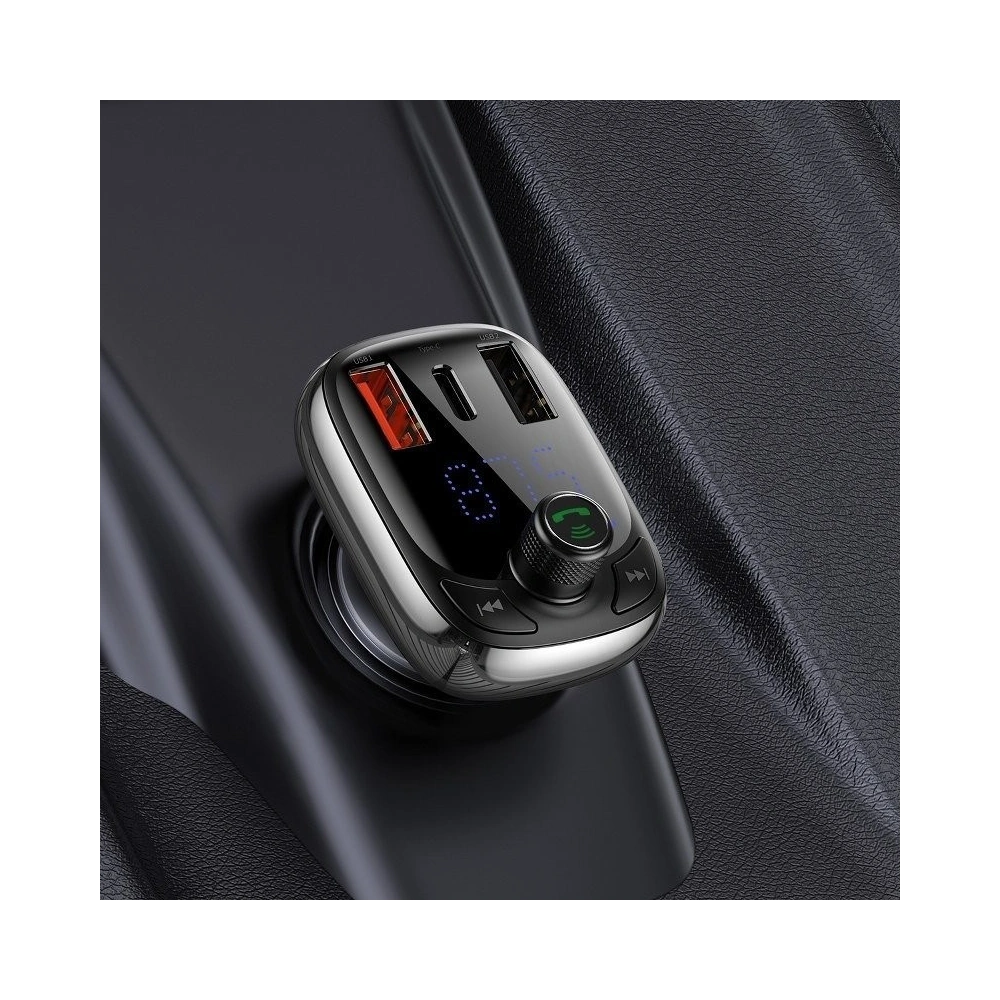 Hurtownia GSM - Transmiter FM Baseus T typed Bluetooth 5.0, 2xUSB, USB-C, PD, QC 3.0, microSD - BSU801 - {ean13} - Hurt