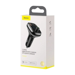 Hurtownia GSM - Transmiter FM Baseus T typed Bluetooth 5.0, 2xUSB, USB-C, PD, QC 3.0, microSD - BSU801 - {ean13} - Hurt