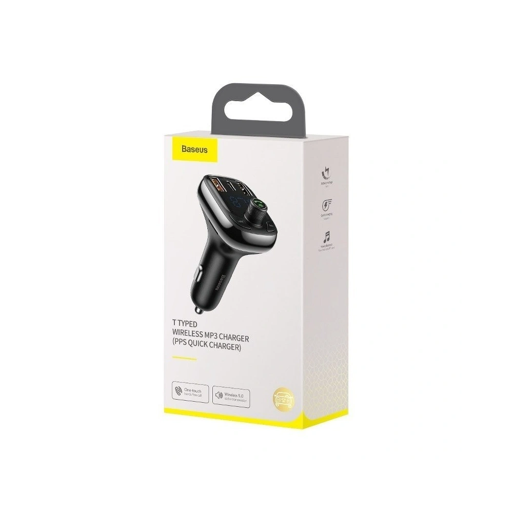 Hurtownia GSM - Transmiter FM Baseus T typed Bluetooth 5.0, 2xUSB, USB-C, PD, QC 3.0, microSD - BSU801 - {ean13} - Hurt