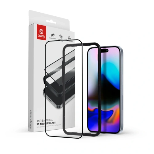 Szkło hartowane Crong Anti-Bacterial 3D Armour Glass Full Glue Apple iPhone 16 Pro - iPhone 16 Pro - Crong