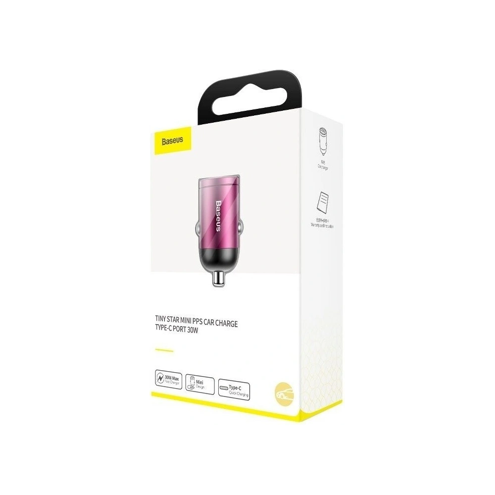 Hurtownia GSM - Mini ładowarka samochodowa Baseus Tiny Star USB-C, QC 4.0+, PD, 30W (różowa) - BSU822PNK - {ean13} - Hurt