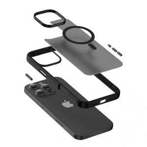 Case Crong Hybrid Frost MAG Cover MagSafe Apple iPhone 16 black - iPhone 16 - Crong