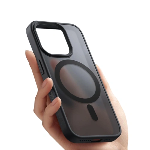 Etui Crong Hybrid Frost MAG Cover MagSafe Apple iPhone 16 czarny - iPhone 16 - Crong