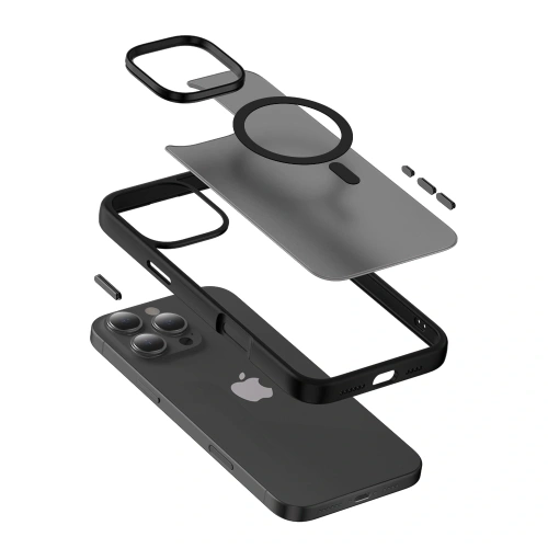 Etui Crong Hybrid Frost MAG Cover MagSafe Apple iPhone 16 Pro czarny - iPhone 16 Pro - Crong