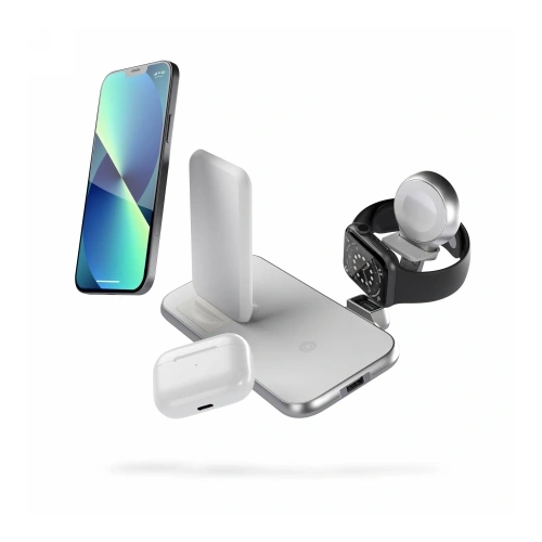 Stacja ładująca ZENS Aluminium 4w1 Stand Wireless Charger 45W white - Indukcyjne (bezprzewodowe) - Zens