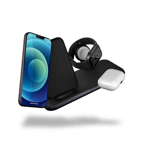 Stacja ładująca ZENS Aluminium 4w1 Stand Wireless Charger 45W black - Indukcyjne (bezprzewodowe) - Zens