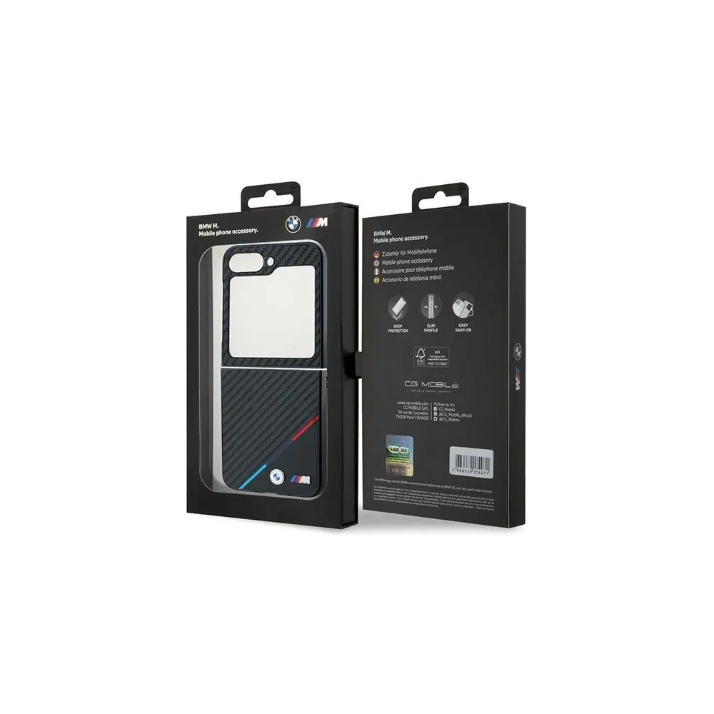 Hurtownia GSM - BMW Samsung Tasche BMHCZF623PUDTK Galaxy Z Flip6 Hartschalenkoffer Carbon Tricolor schwarz/schwarz - BMW683 - {ean13} - Hurt