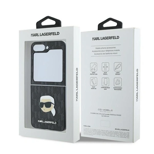 Etui Karl Lagerfeld KLHCZF6PGKSKIHK Samsung Galaxy Z Flip6 Saffiano Monogram czarny/black - Galaxy Z Flip 6 - Karl Lagerfeld