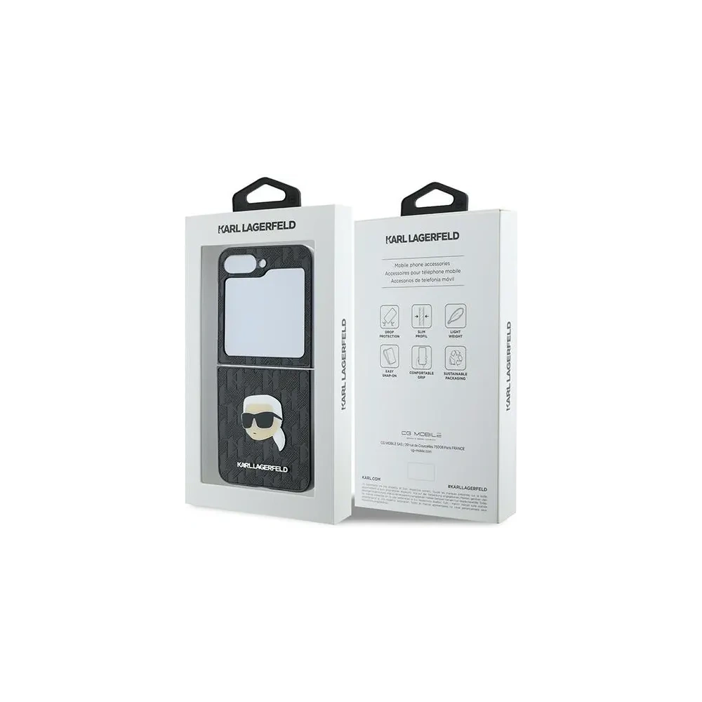 Hurtownia GSM - Etui Karl Lagerfeld KLHCZF6PGKSKIHK Samsung Galaxy Z Flip6 Saffiano Monogram fekete/black - KLD2130 - {ean13} - Hurt