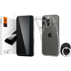 Wholesale Set Spigen Bundle Pack case Crystal Flex + glass Glas.tR Slim HD + Style Ring holder Apple iPhone 14 - SPN3507 - {ean13} - Hurt