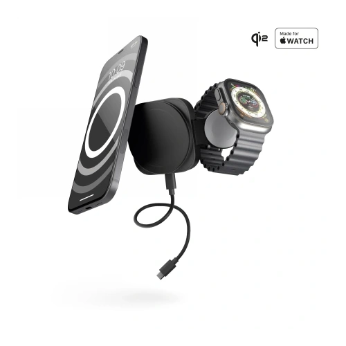 Ładowarka bezprzewodowa 2w1 Zens Travel Charger Pro 2 20W MagSafe czarna - Indukcyjne (bezprzewodowe) - Zens