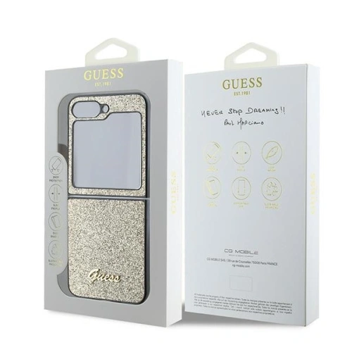 Etui Guess GUHCZF6HGGSHD Samsung Galaxy Z Flip6 4G Glitter Script złoty - Galaxy Z Flip 6 - Guess