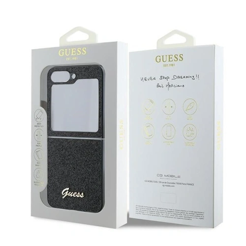 Etui Guess GUHCZF6HGGSHK Samsung Galaxy Z Flip6 4G Glitter Script czarny - Galaxy Z Flip 6 - Guess