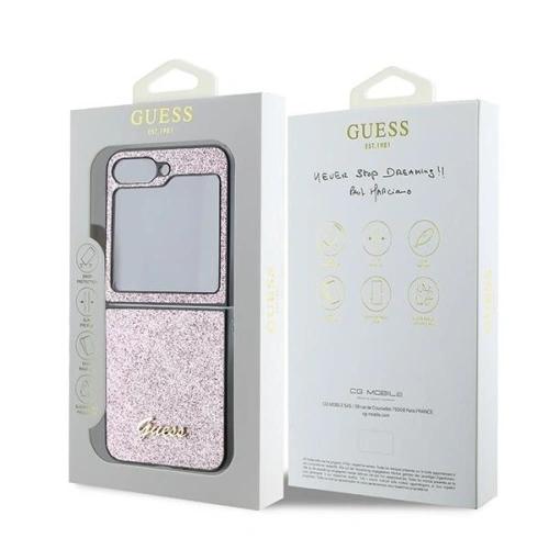 Etui Guess GUHCZF6HGGSHP Samsung Galaxy Z Flip6 4G Glitter Script różowy - Galaxy Z Flip 6 - Guess