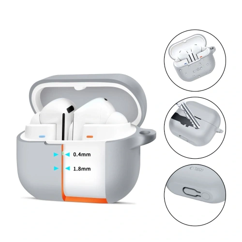 Etui Tech-Protect Silicone Hook Samsung Galaxy Buds 3 / 3 Pro Crayon Grey - Galaxy Buds - Tech-Protect
