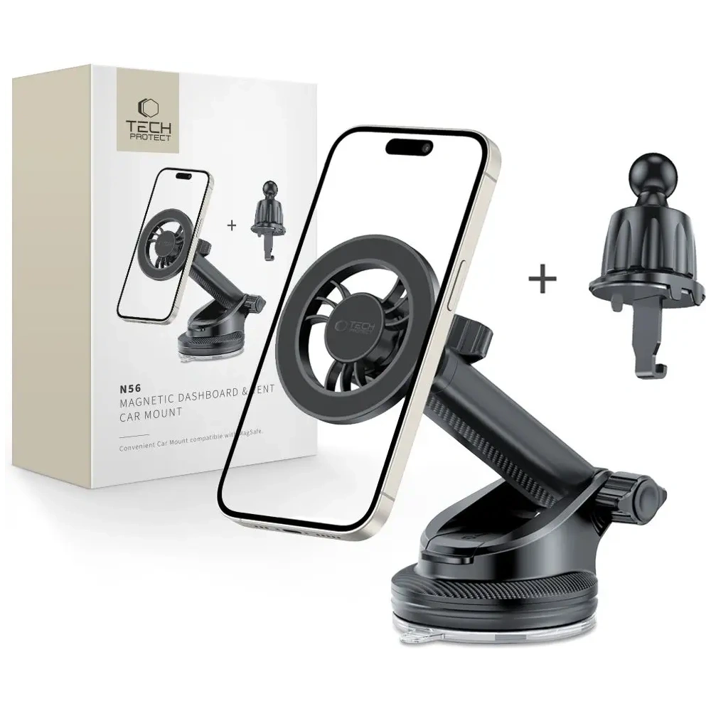 Wholesale Car mount for grille / windshield / cockpit Tech-Protect N56 Magnetic MagSafe Black - THP3048 - {ean13} - Hurt