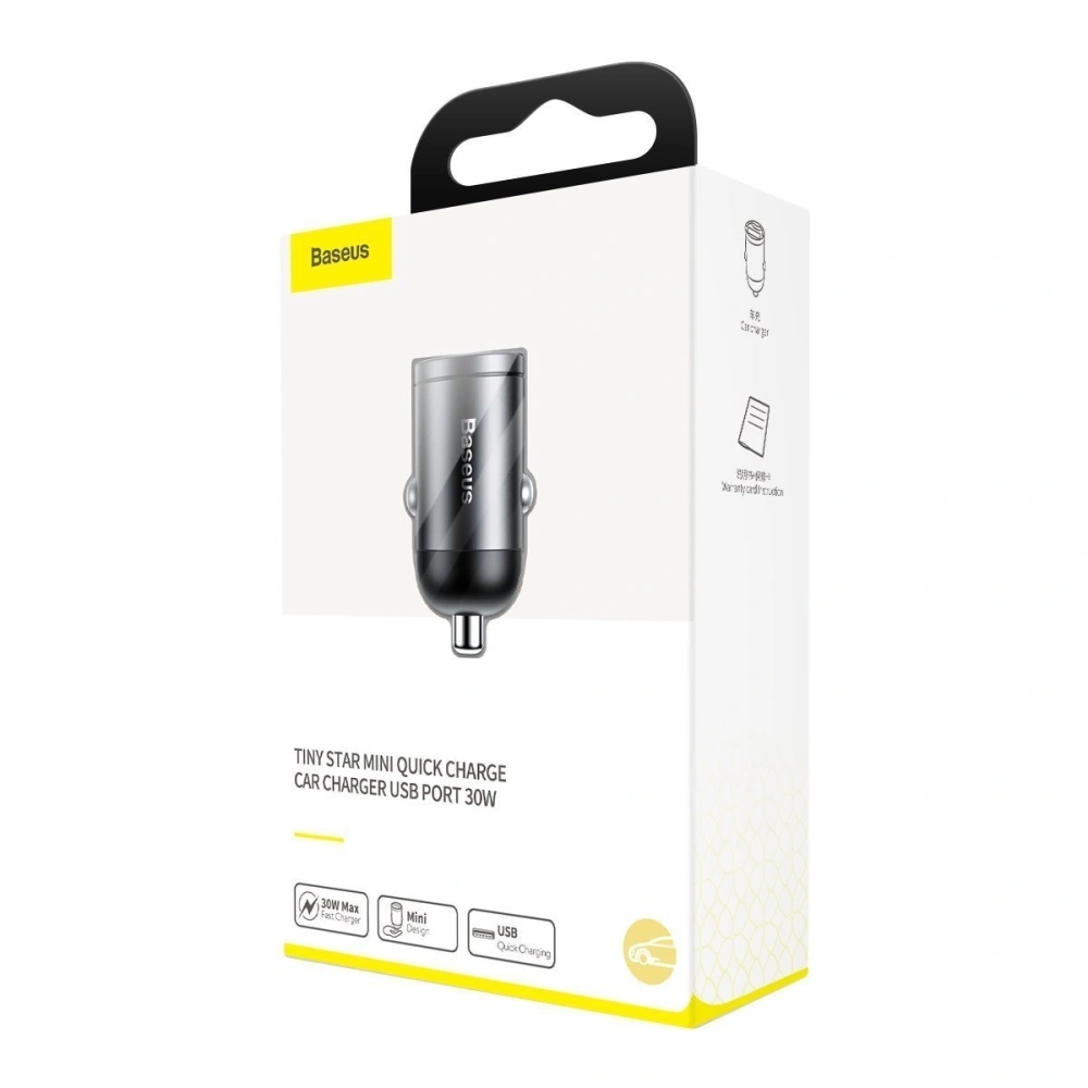 Wholesale Baseus Tiny Star Mini Quick Charge Car Charger USB Port 30W Grey - BSU883GRY - {ean13} - Hurt