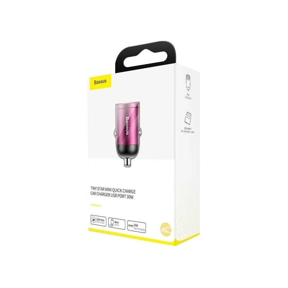 Hurtownia GSM - Mini ładowarka samochodowa Baseus Tiny Star, USB, QC 3.0, 30W (różowa) - BSU884PNK - {ean13} - Hurt