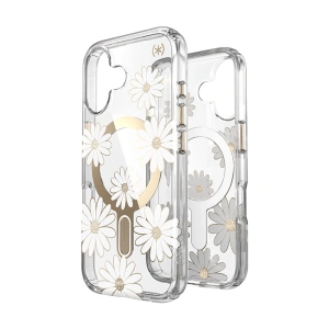 Case Speck Presidio Lux ClickLock & MagSafe Apple iPhone 16 (Sunshine Daisies / Clear / Gold) - iPhone 16 - Speck