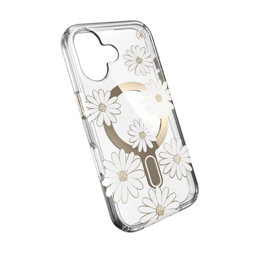Etui Speck Presidio Lux ClickLock & MagSafe Apple iPhone 16 (Sunshine Daisies / Clear / Gold) - iPhone 16 - Speck