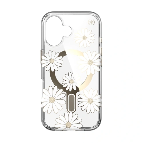 Etui Speck Presidio Lux ClickLock & MagSafe Apple iPhone 16 (Sunshine Daisies / Clear / Gold) - iPhone 16 - Speck