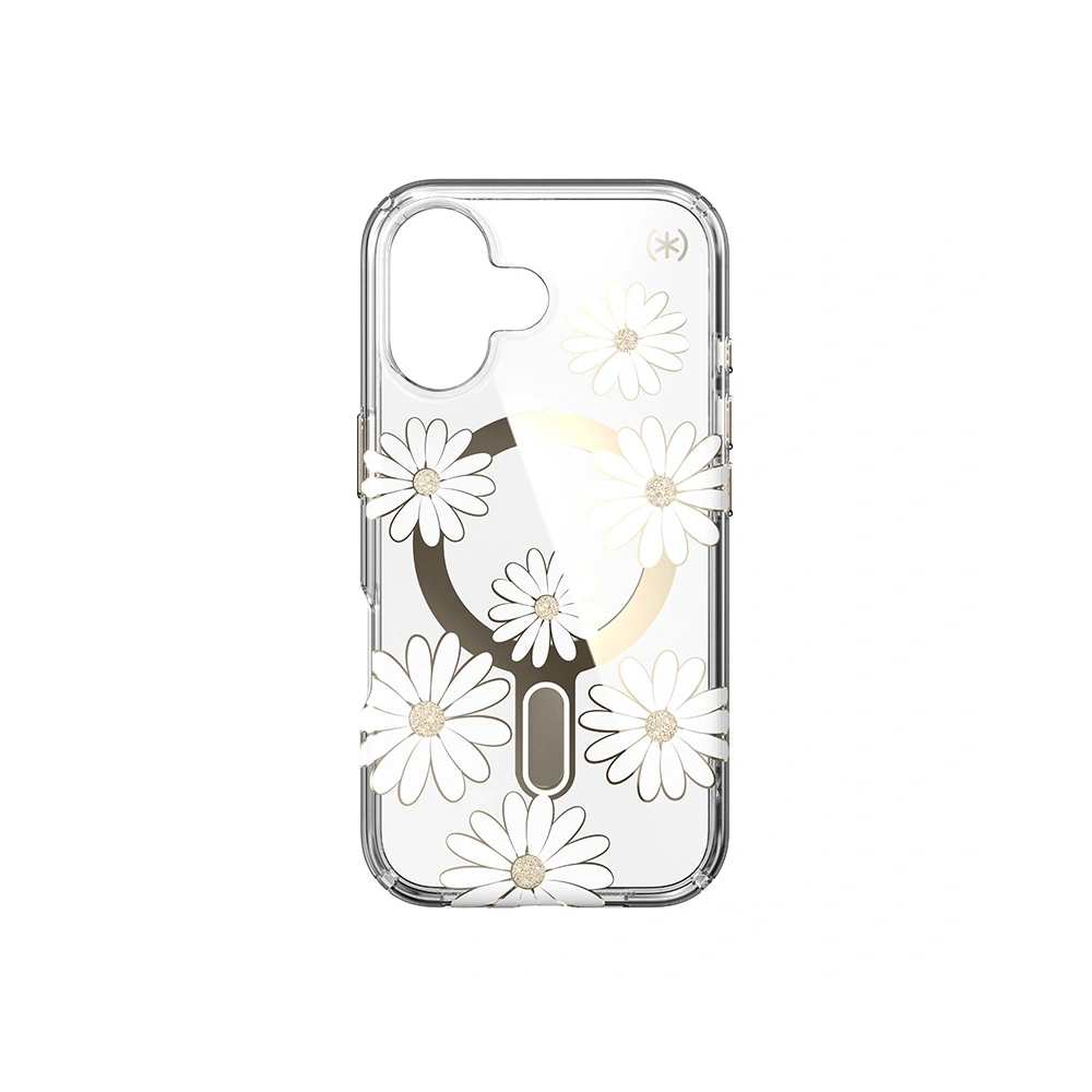 Wholesale Case Speck Presidio Lux ClickLock & MagSafe Apple iPhone 16 (Sunshine Daisies / Clear / Gold) - SPK615 - {ean13} - Hurt