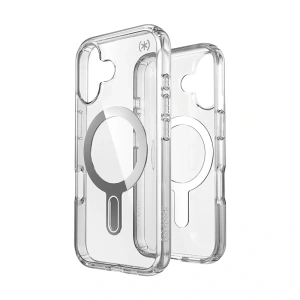 Hurtownia GSM - Etui Speck Presidio Perfect-Clear ClickLock & MagSafe Apple iPhone 16 (Átlátszó / Króm bevonat / Nyugodt ezüst) - SPK616 - {ean13} - Hurt