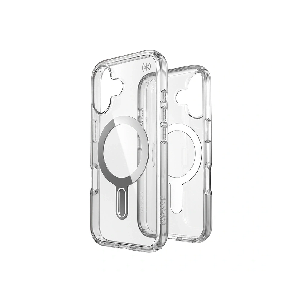 Hurtownia GSM - Etui Speck Presidio Perfect-Clear ClickLock & MagSafe Apple iPhone 16 (Átlátszó / Króm bevonat / Nyugodt ezüst) - SPK616 - {ean13} - Hurt