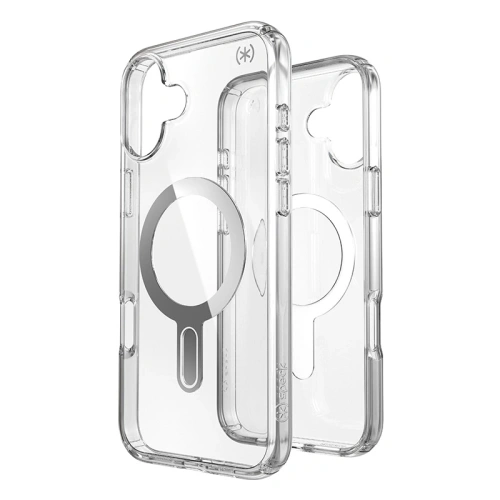 Etui Speck Presidio Perfect-Clear ClickLock & MagSafe Apple iPhone 16 Plus (Clear / Chrome Finish / Serene Silver) - iPhone 16 Plus - Speck
