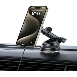 Wholesale Car holder for grille / on window / on dashboard with 15W charger Tech-Protect MM15W-V5 Magnetic MagSafe Black - THP3059 - {ean13} - Hurt