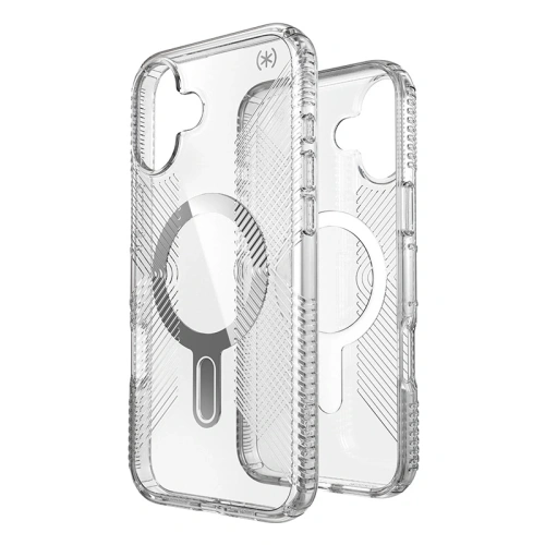 Etui Speck Presidio Perfect-Clear Grip ClickLock & MagSafe Apple iPhone 16 Plus (Clear / Chrome Finish / Serene Silver) - iPhone 16 Plus - Speck
