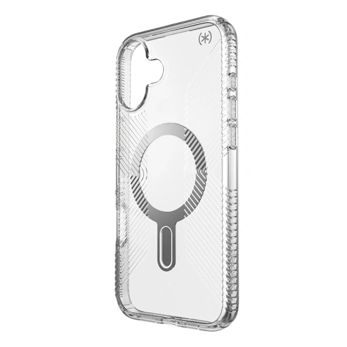 Etui Speck Presidio Perfect-Clear Grip ClickLock & MagSafe Apple iPhone 16 Plus (Clear / Chrome Finish / Serene Silver) - iPhone 16 Plus - Speck