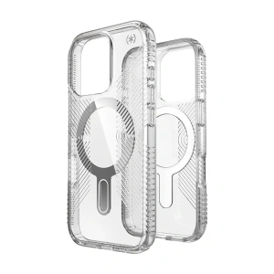 Hurtownia GSM - Etui Speck Presidio Perfect-Clear Grip ClickLock & MagSafe Apple iPhone 16 Pro (Tiszta / Króm felület / Béke ezüst) - SPK650 - {ean13} - Hurt