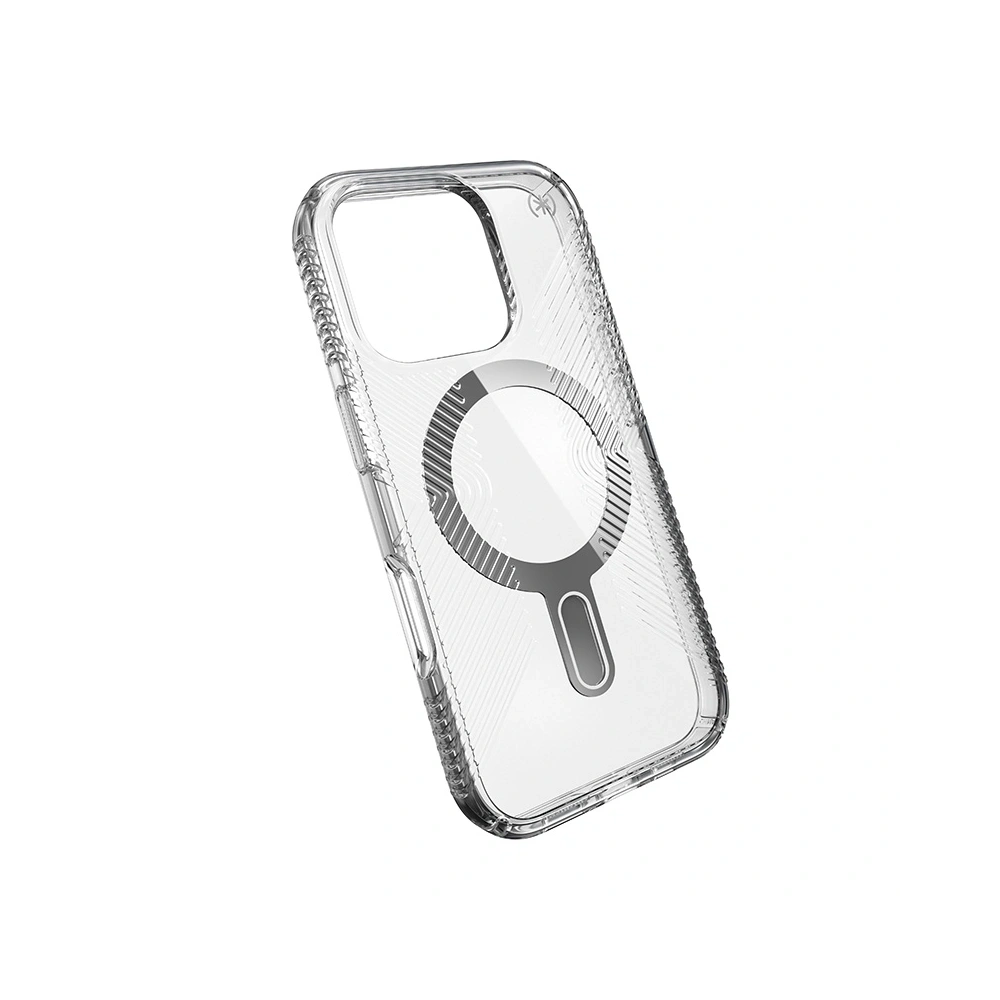 Hurtownia GSM - Etui Speck Presidio Perfect-Clear Grip ClickLock & MagSafe Apple iPhone 16 Pro (Tiszta / Króm felület / Béke ezüst) - SPK650 - {ean13} - Hurt