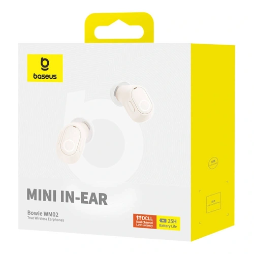 Bezprzewodowe słuchawki dokanałowe TWS Baseus Bowie WM02 (białe) OS - Słuchawki dokanałowe - Baseus