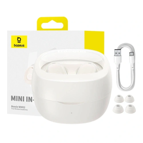 Bezprzewodowe słuchawki dokanałowe TWS Baseus Bowie WM02 (białe) OS - Słuchawki dokanałowe - Baseus