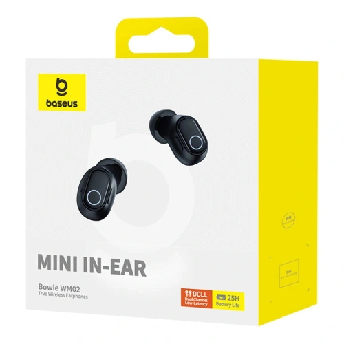 Bezprzewodowe słuchawki dokanałowe TWS Baseus Bowie WM02 (czarne) OS - Słuchawki dokanałowe - Baseus
